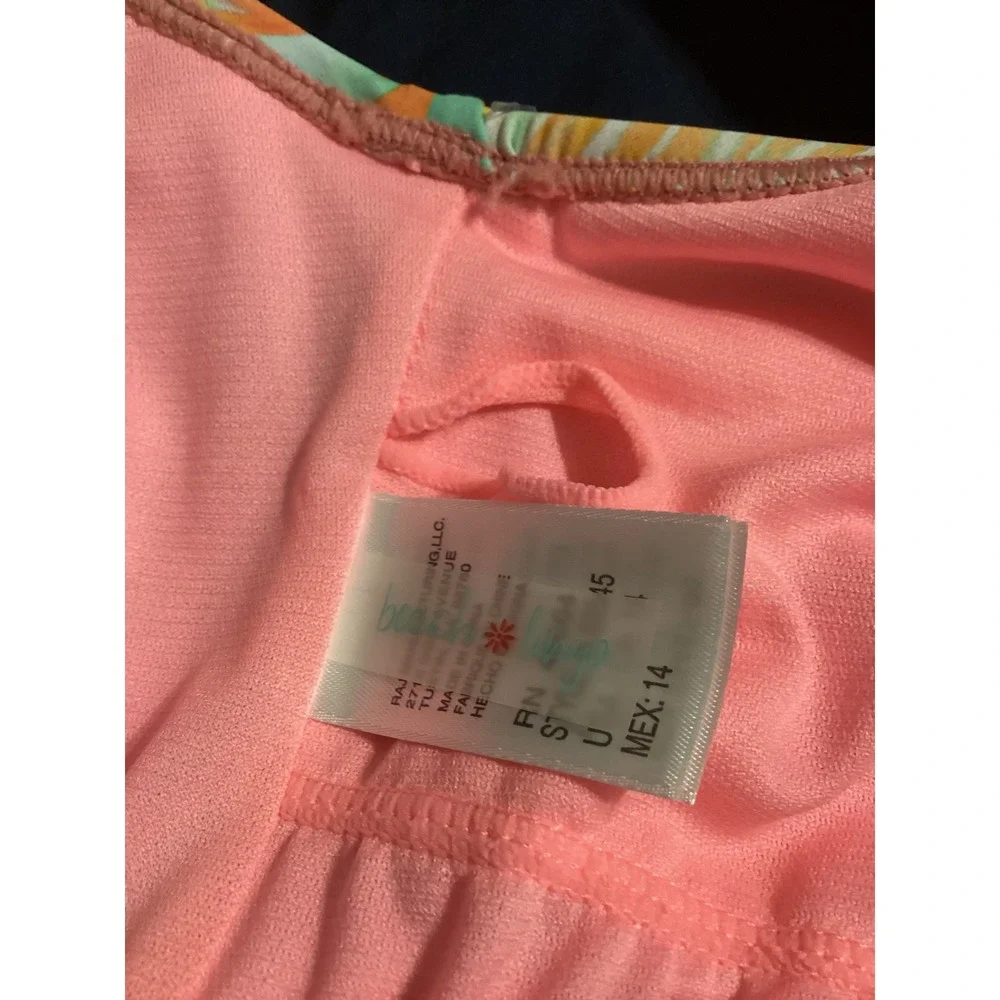 Beach Lingo Girls Tropical Cutout‎ Monokini Swimsuit Pink Orange Size 14
